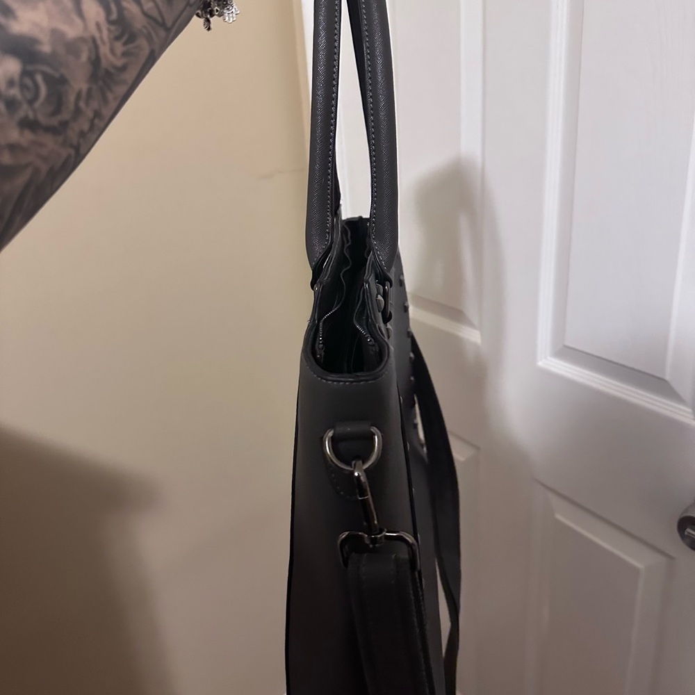 Grey Moda Studded Satchel - Picture 2 of 5